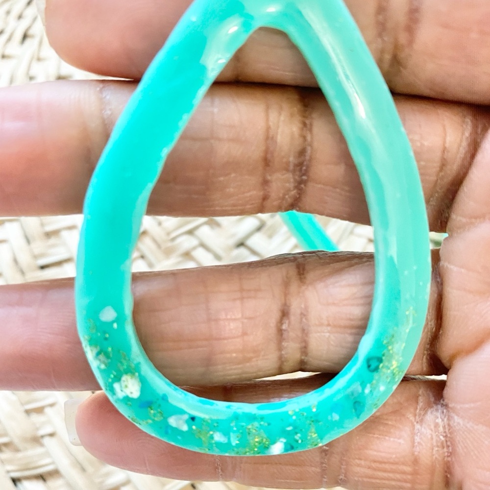 UV Resin Turquoise Teardrop Earrings